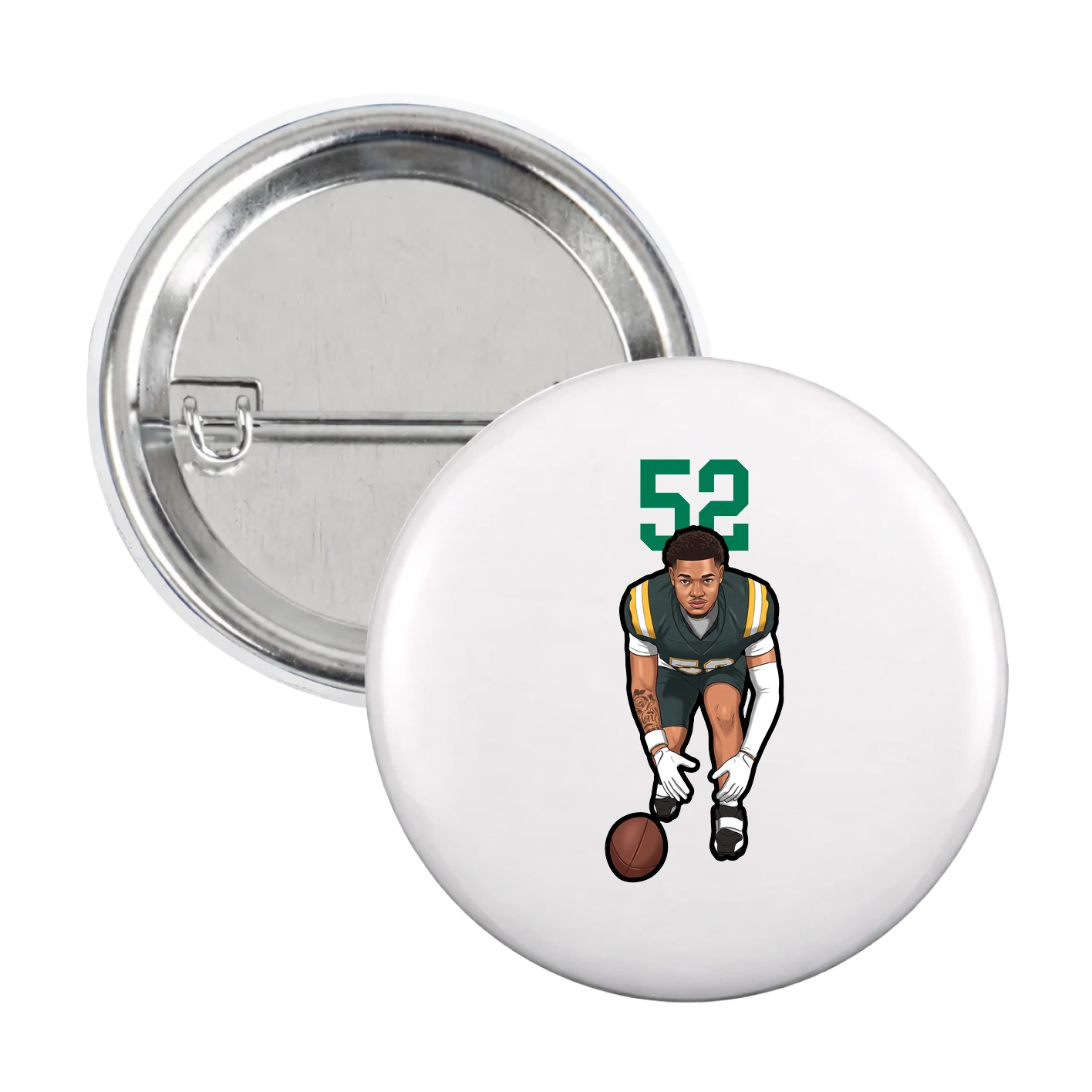 Game Day Button — Number Top in White