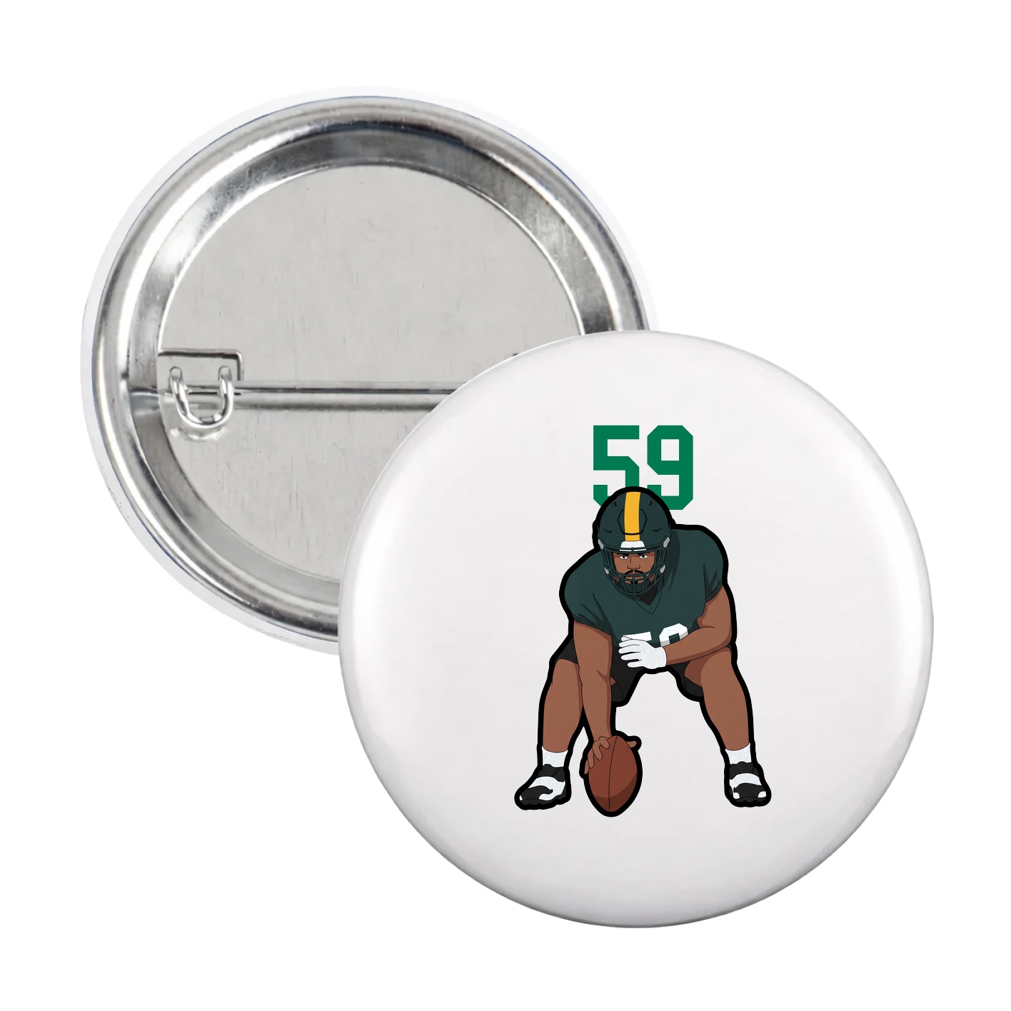 Game Day Button — Number Top in White