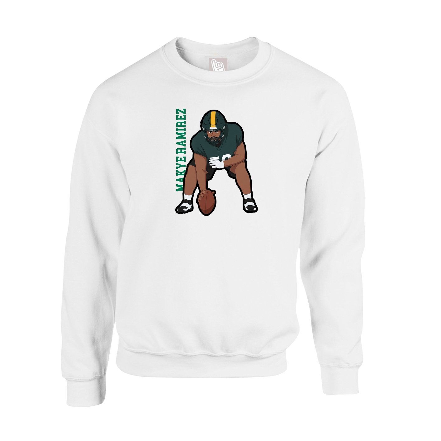 Fleece Crew — Name Vertical in White