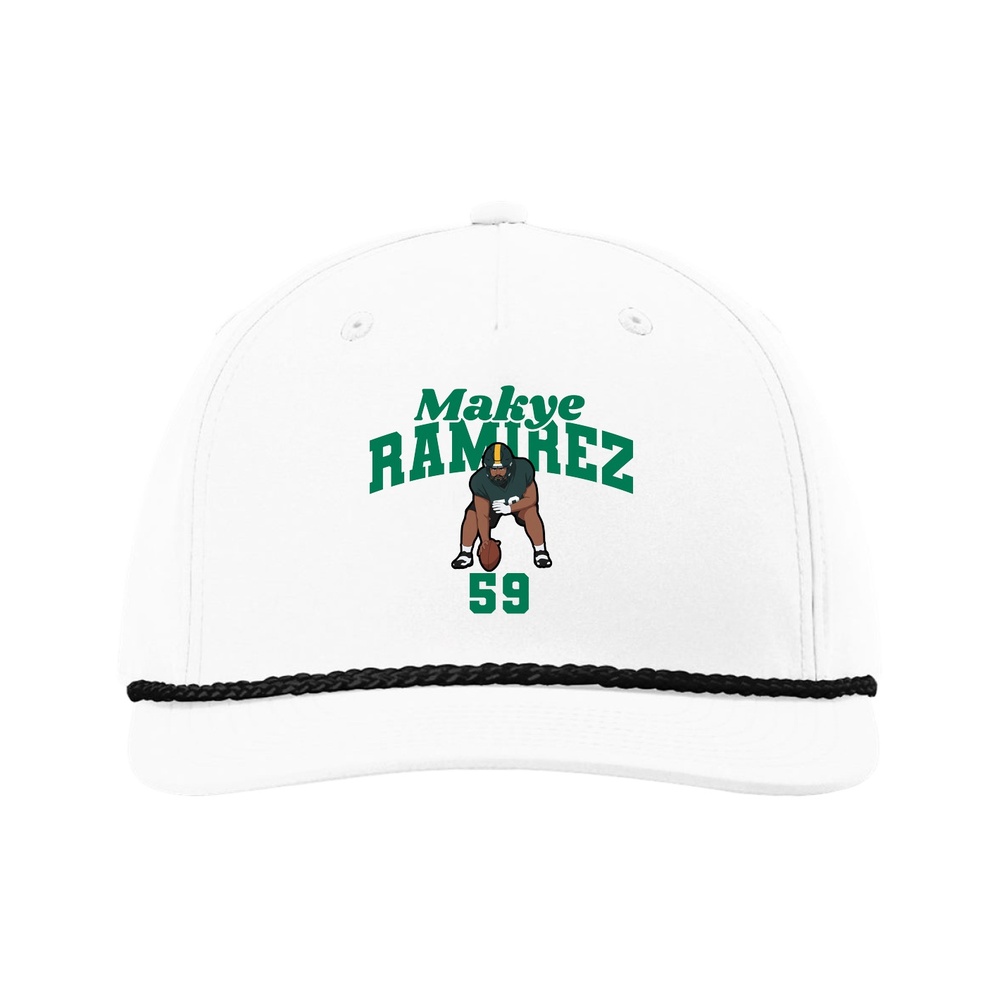 Five-Panel Classic Rope Cap — Signature Arch in White