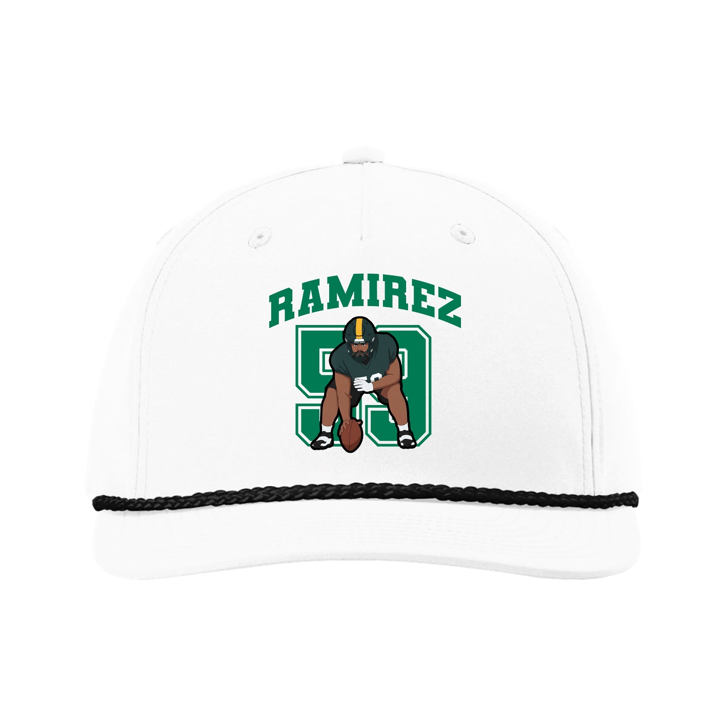 Five-Panel Classic Rope Cap — Number in White
