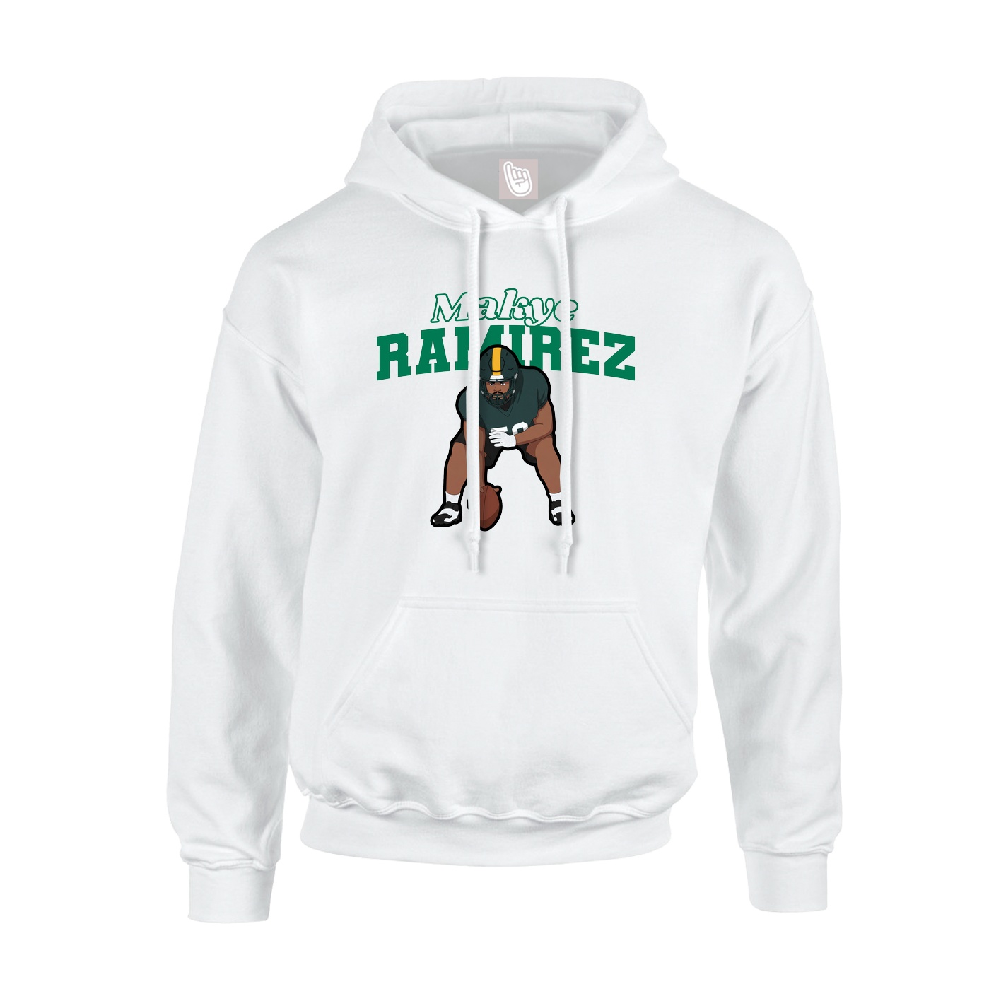 Youth Hoodie — Name Arch in White