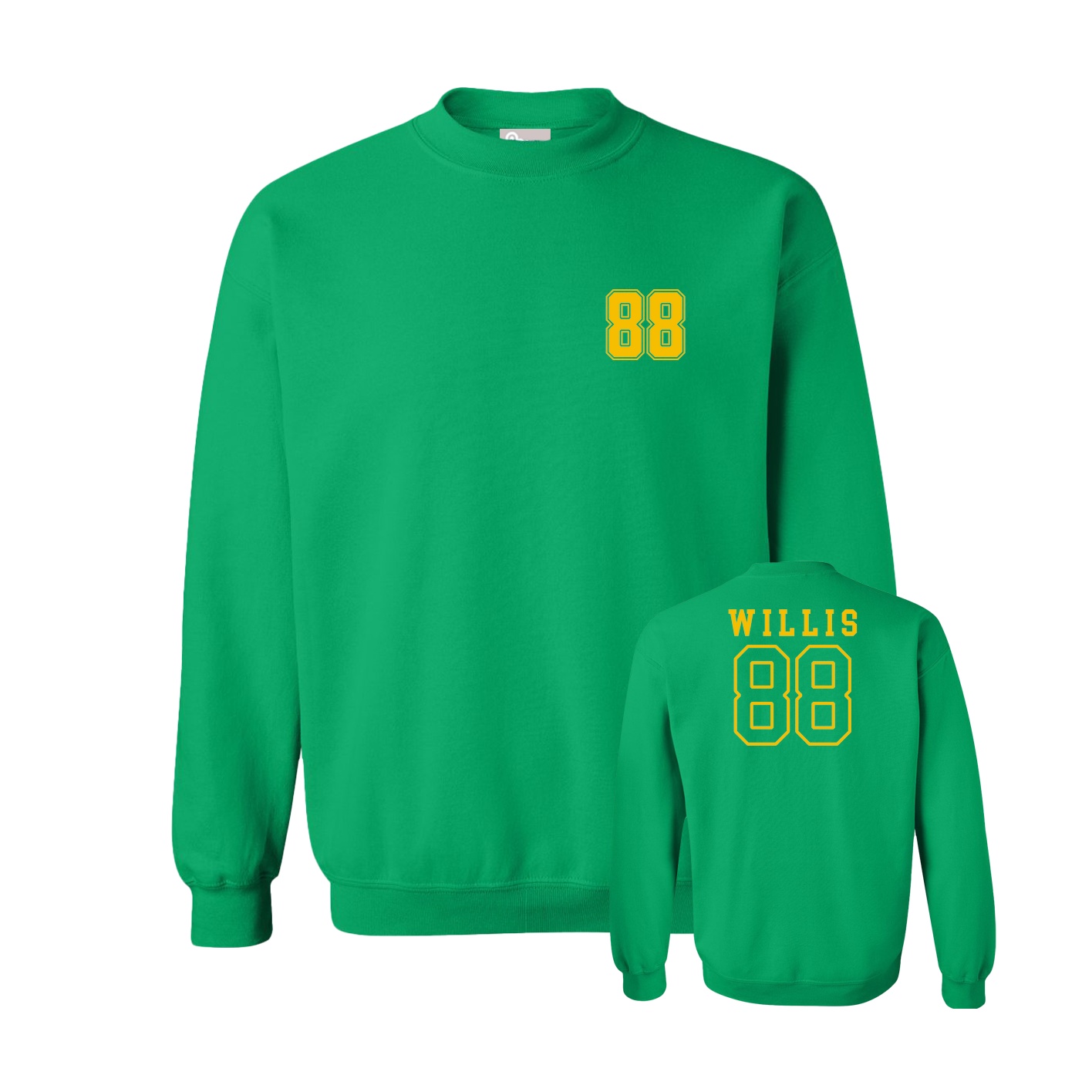 Fleece Crew — Chest Back in Green