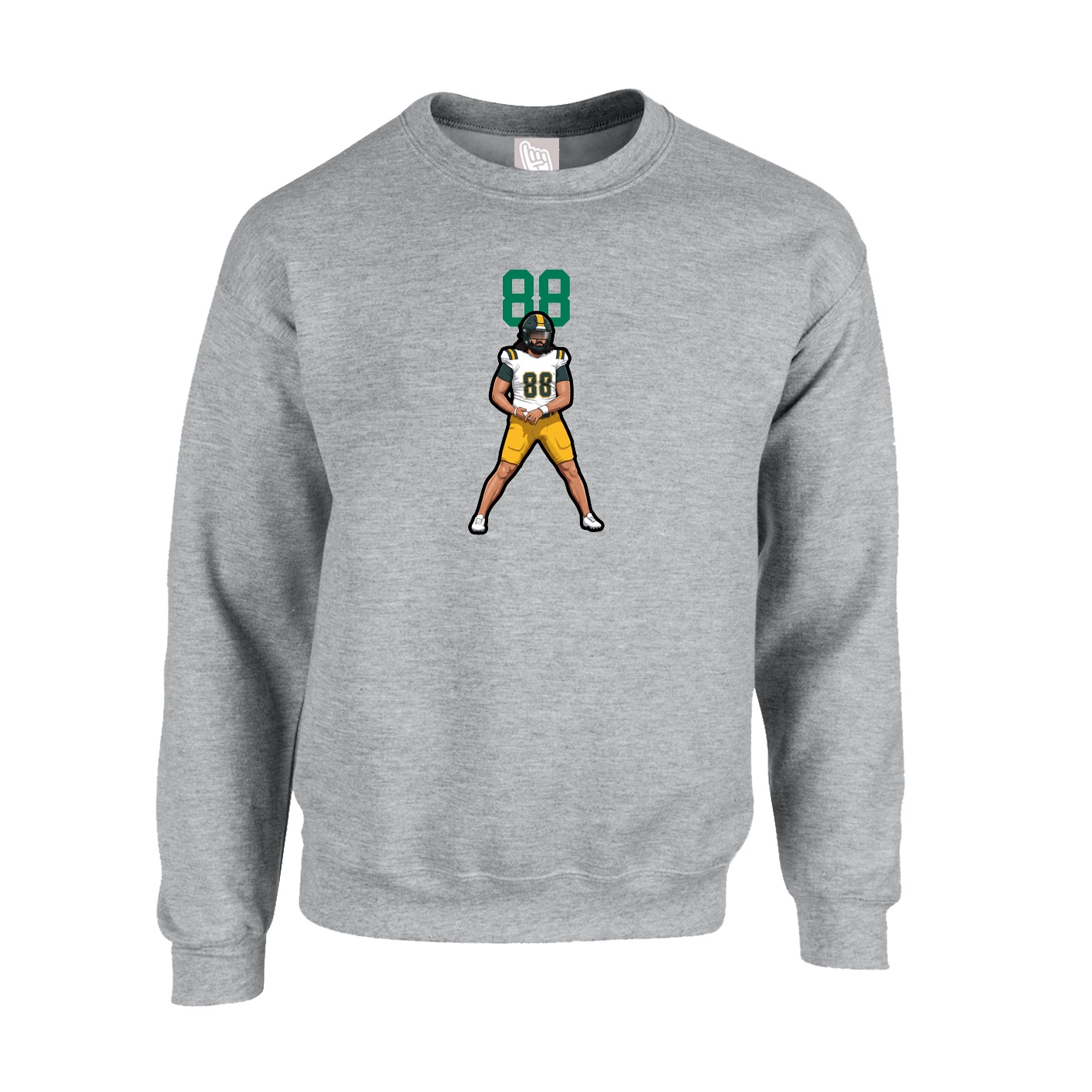 Fleece Crew — Number Top in Grey
