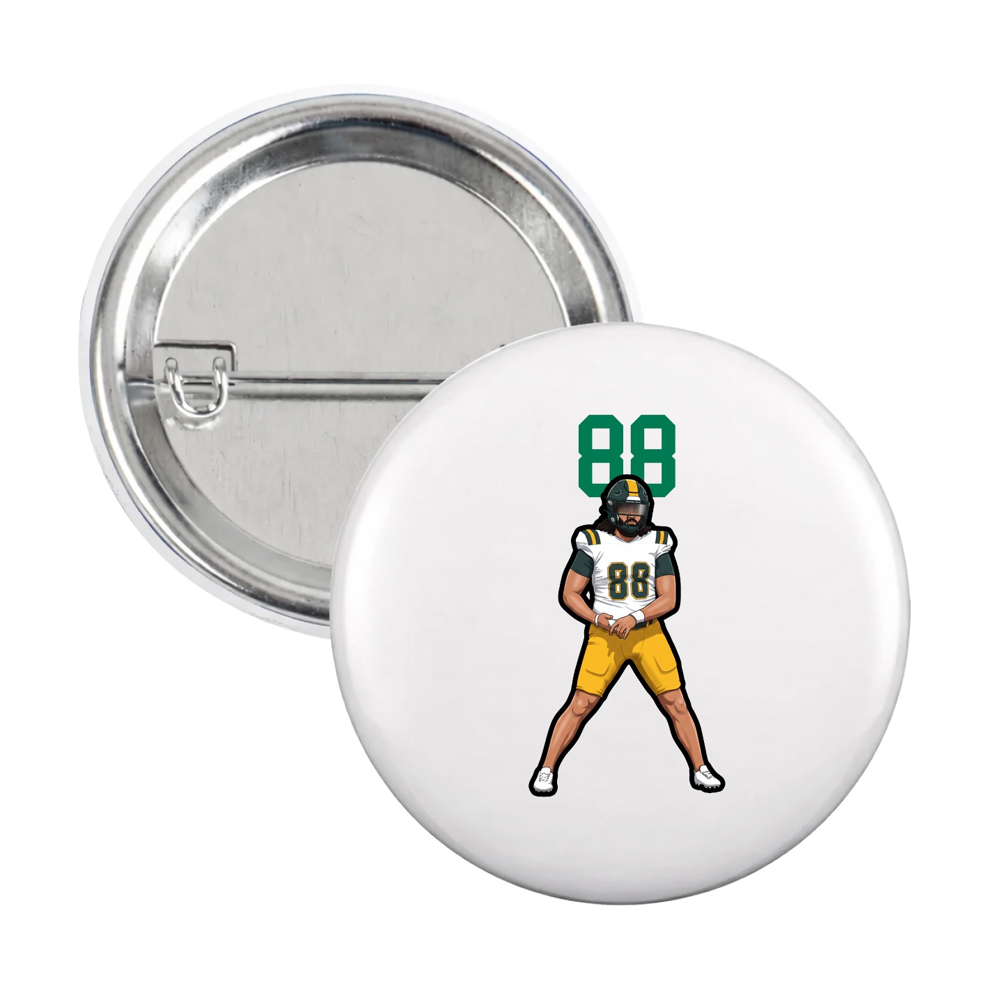 Game Day Button — Number Top in White
