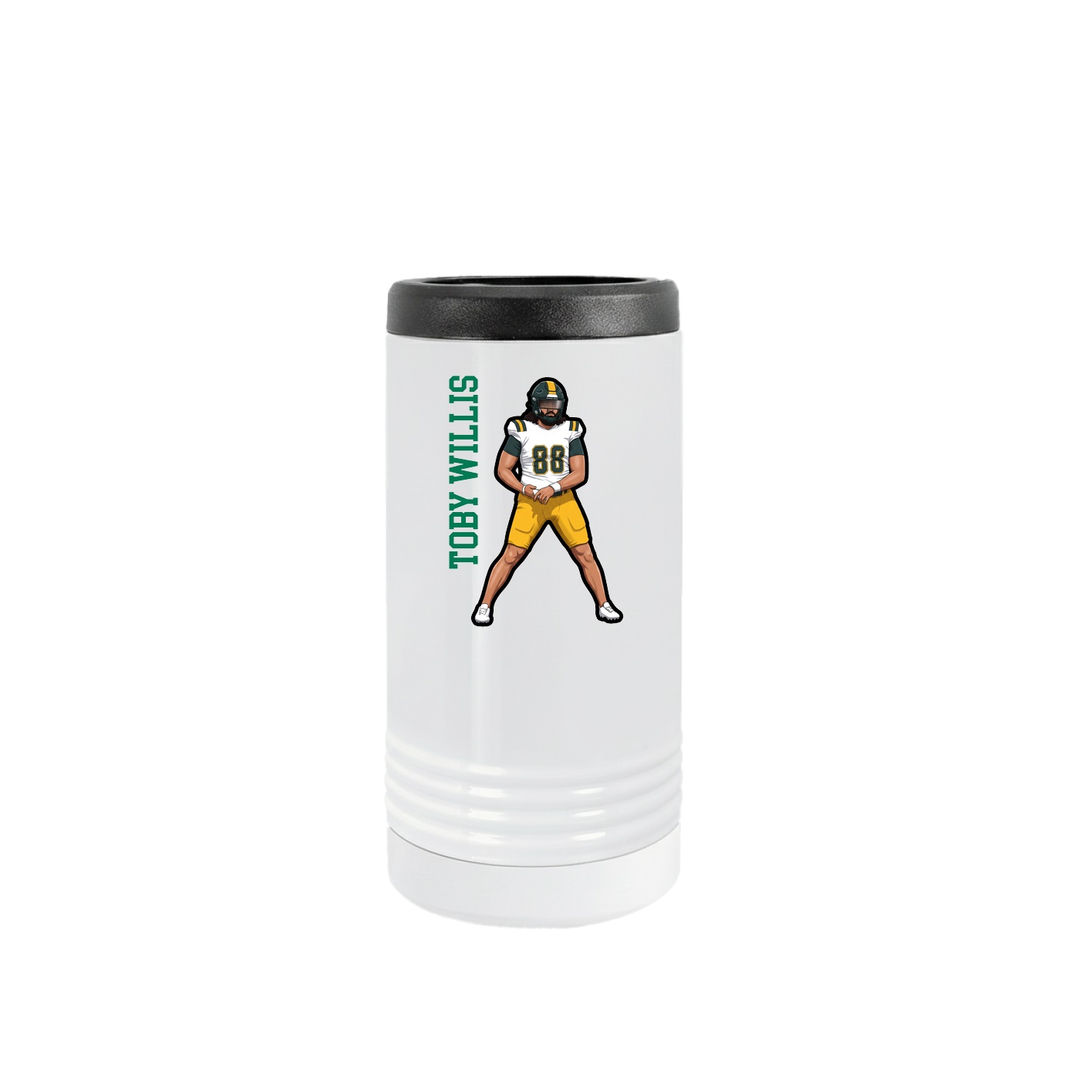 Slim Beverage Holder — Name Vertical in White