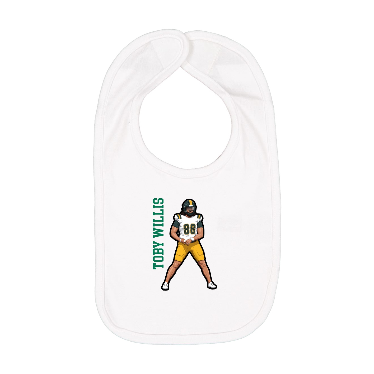 Infant Bib — Name Vertical in White
