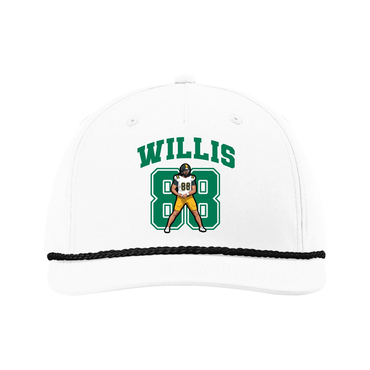 Five-Panel Classic Rope Cap — Number in White
