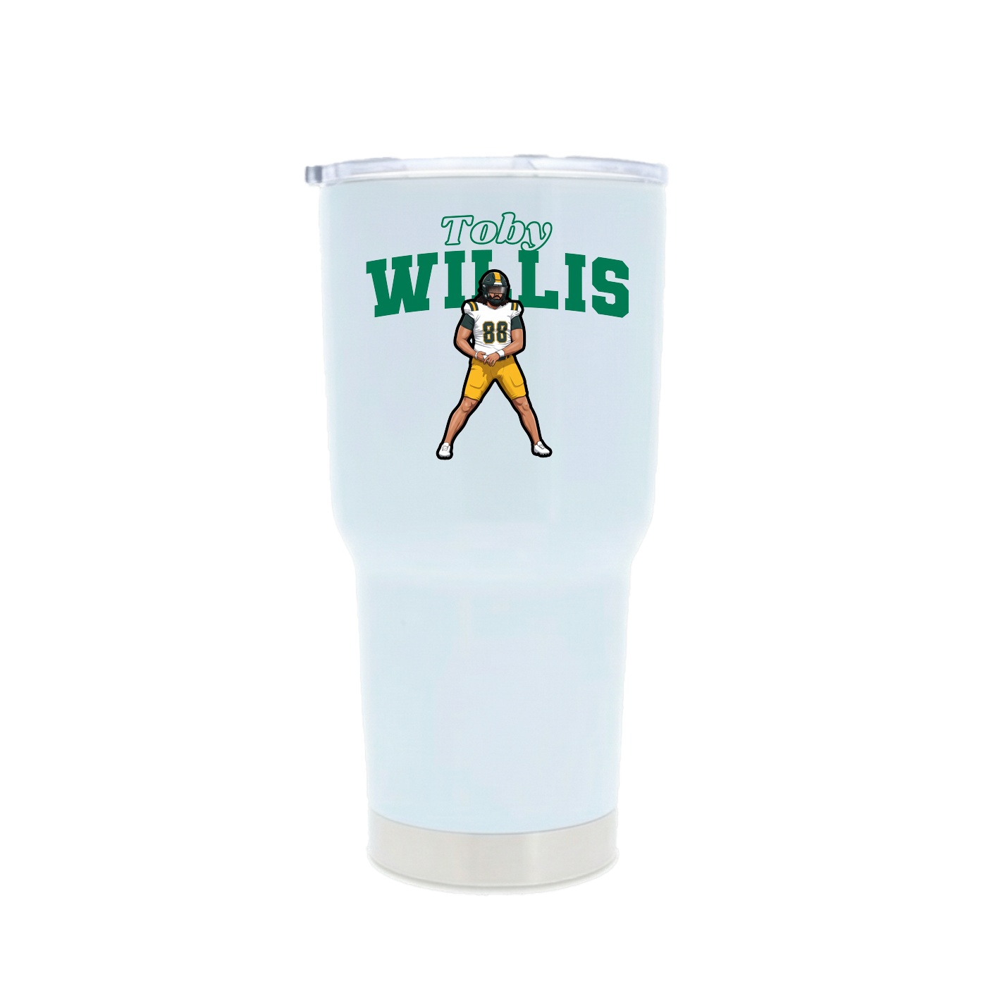 30oz Stainless Steel Tumbler — Name Arch in White
