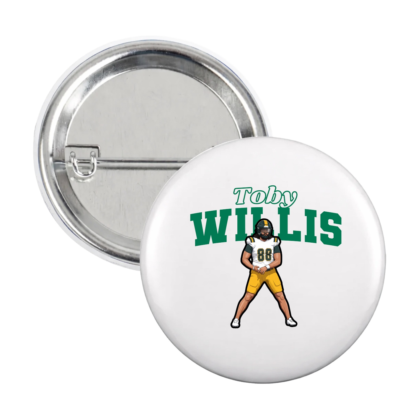 Game Day Button — Name Arch in White