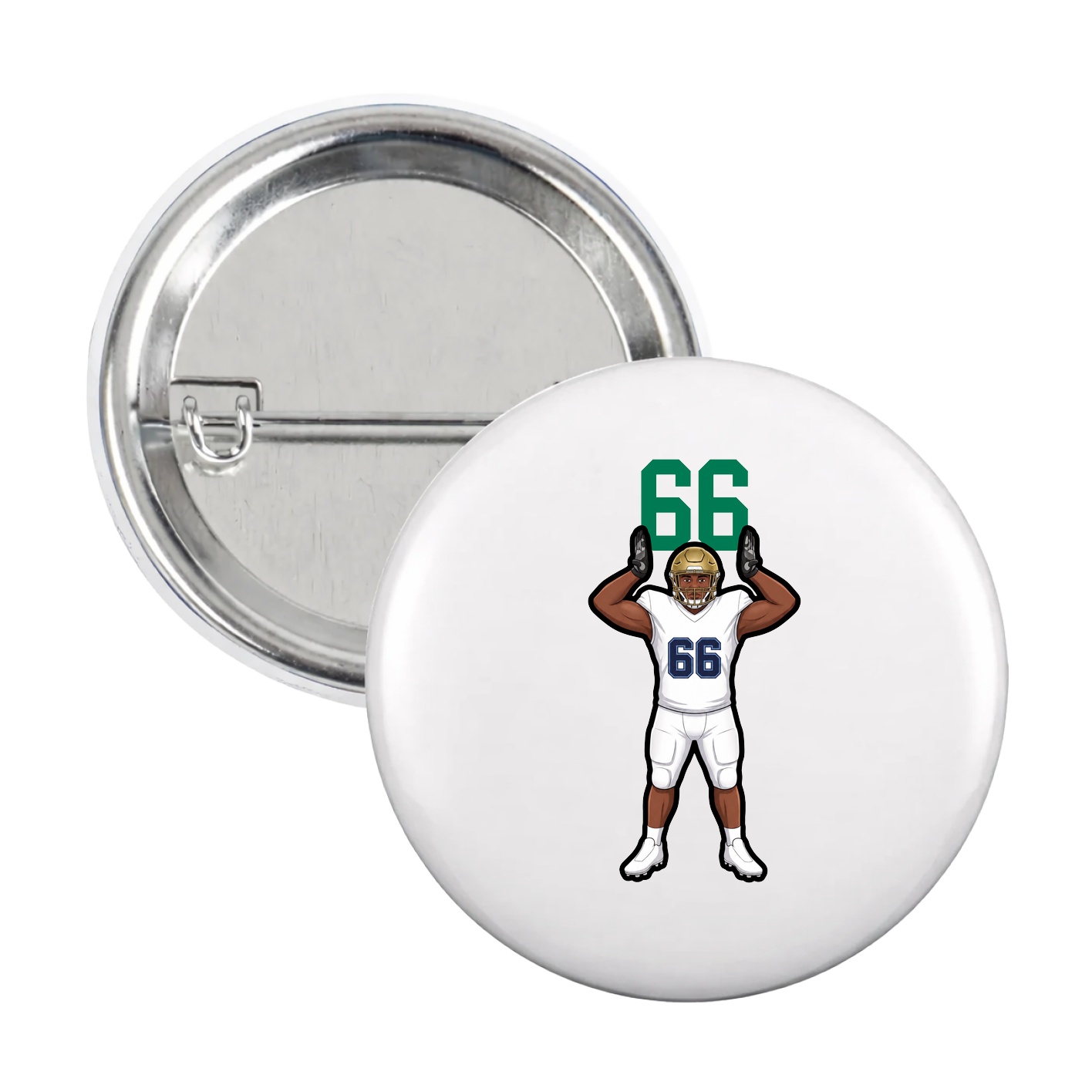 Game Day Button — Number Top in White