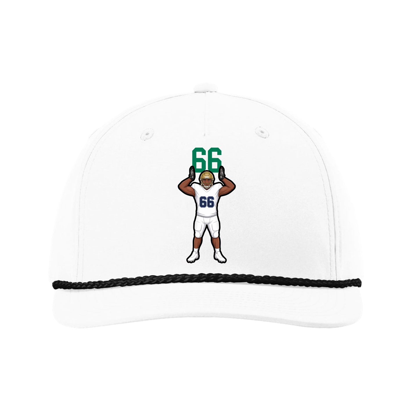Five-Panel Classic Rope Cap — Number Top in White