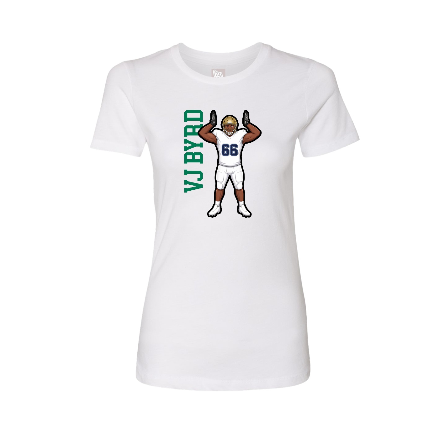 Fitted Women's Tee — Name Vertical in White