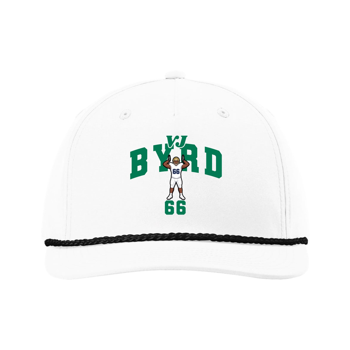Five-Panel Classic Rope Cap — Signature Arch in White