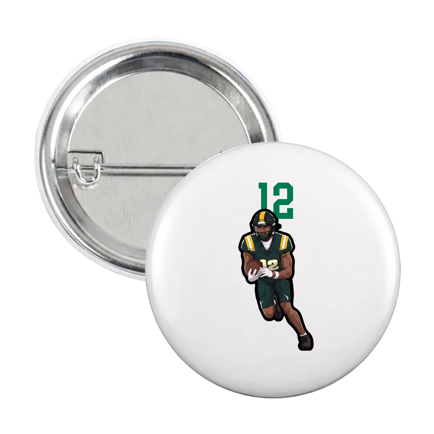 Game Day Button — Number Top in White