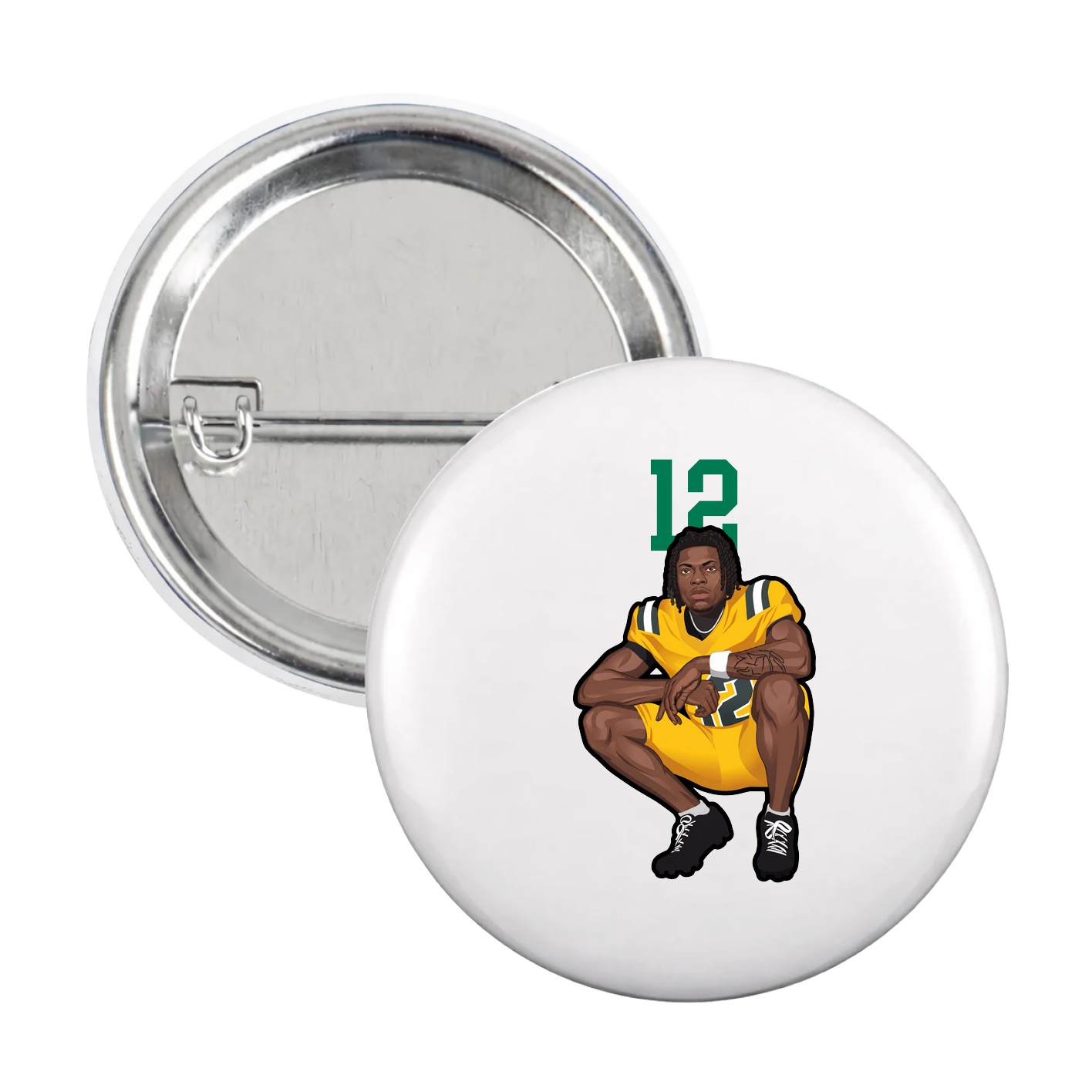 Game Day Button — Number Top in White