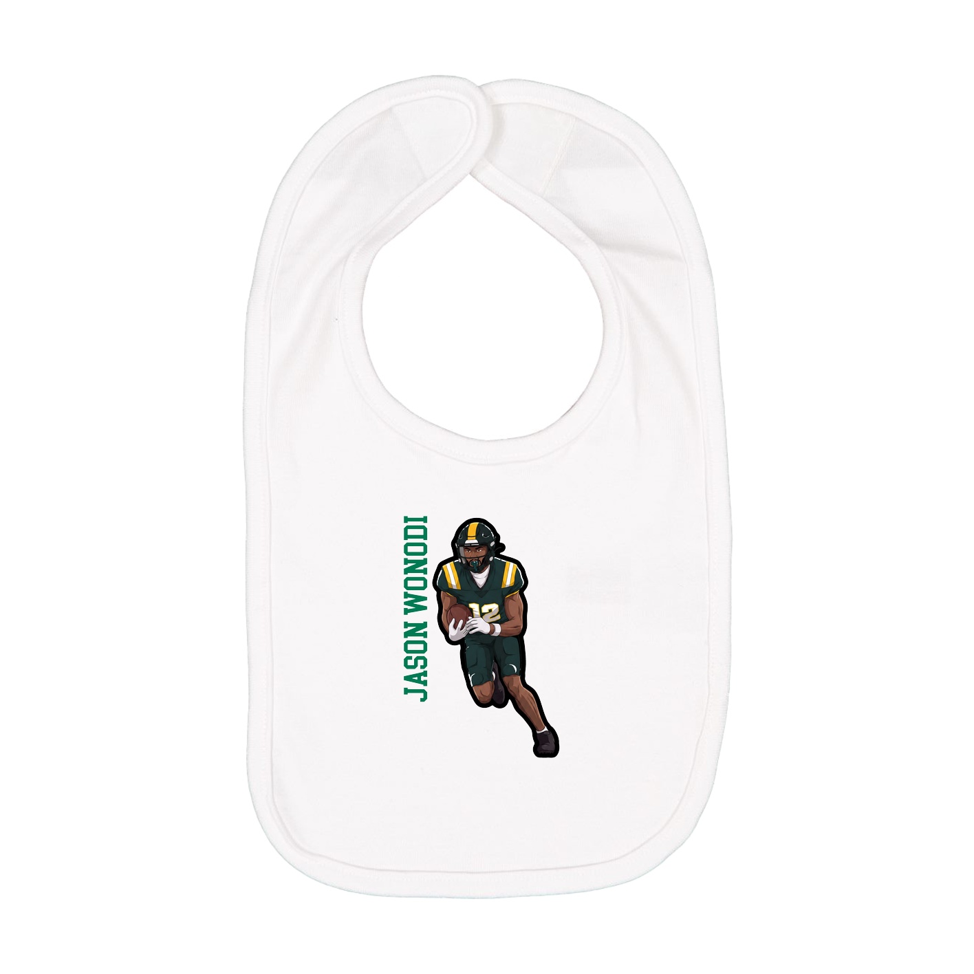 Infant Bib — Name Vertical in White