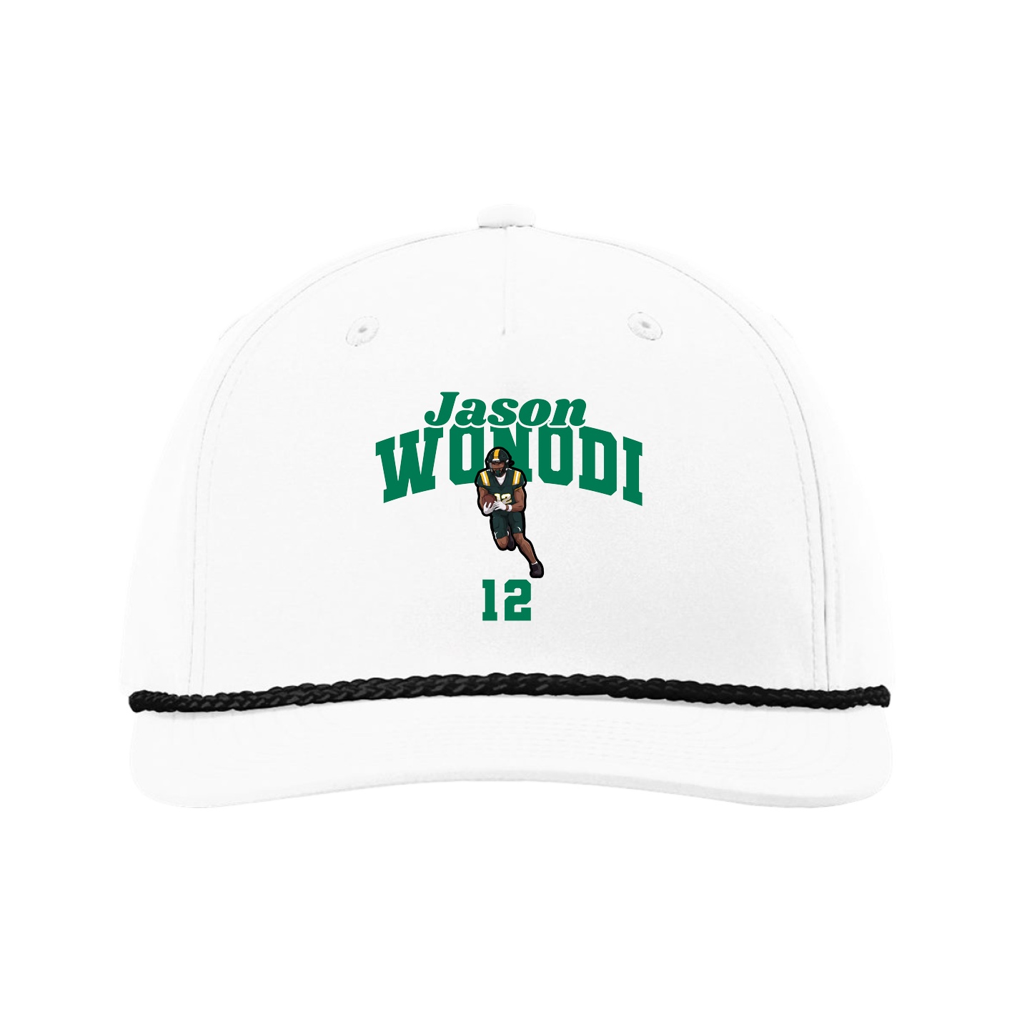 Five-Panel Classic Rope Cap — Signature Arch in White