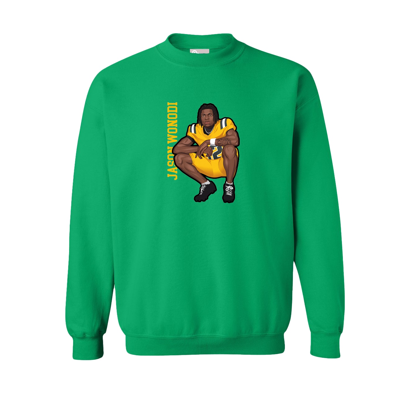 Fleece Crew — Name Vertical in Green