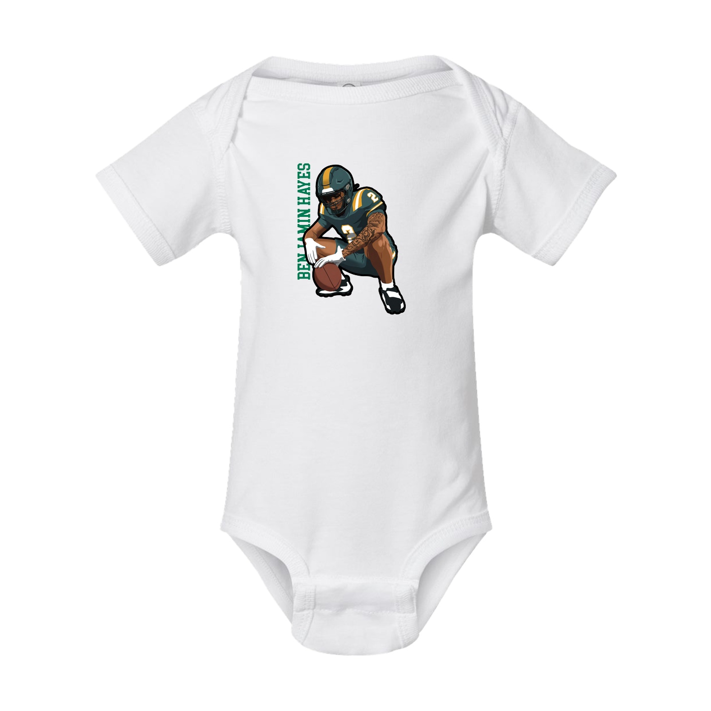 Baby Onesie — Name Vertical in White