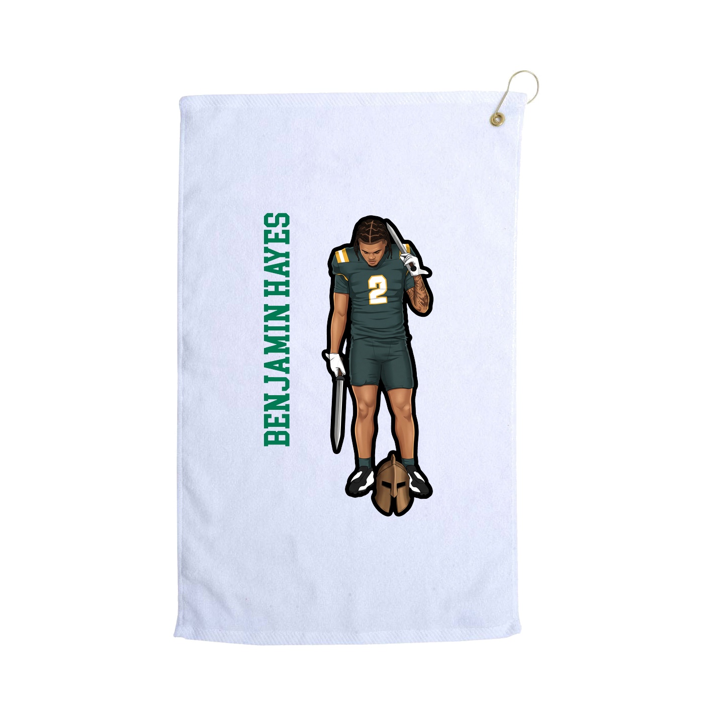 Golf Towel — Name Vertical in White