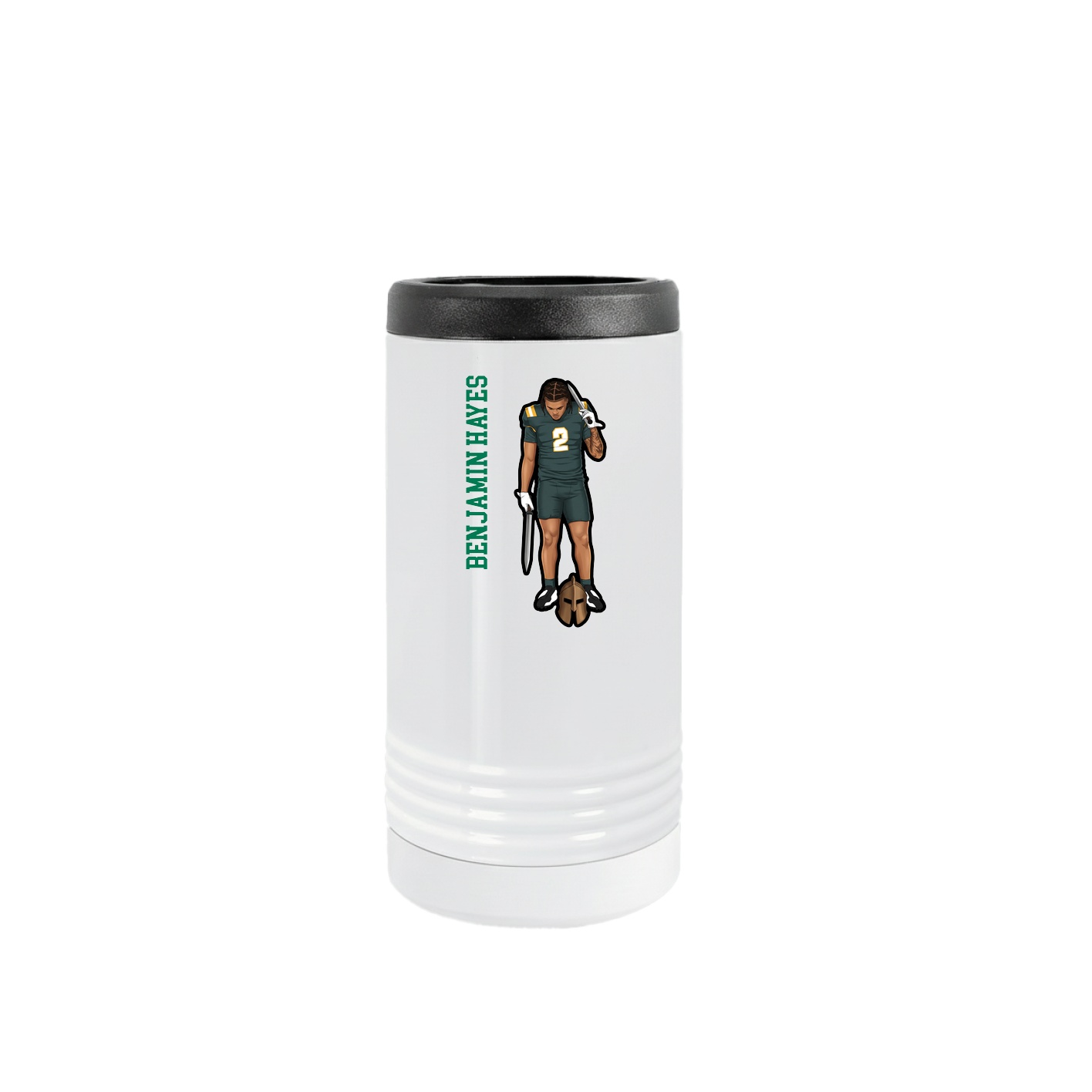 Slim Beverage Holder — Name Vertical in White