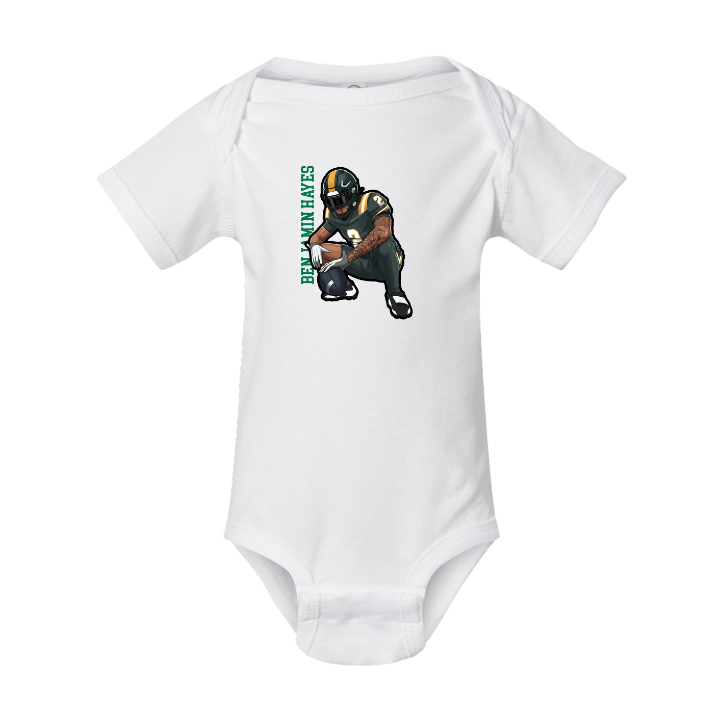 Baby Onesie — Name Vertical in White
