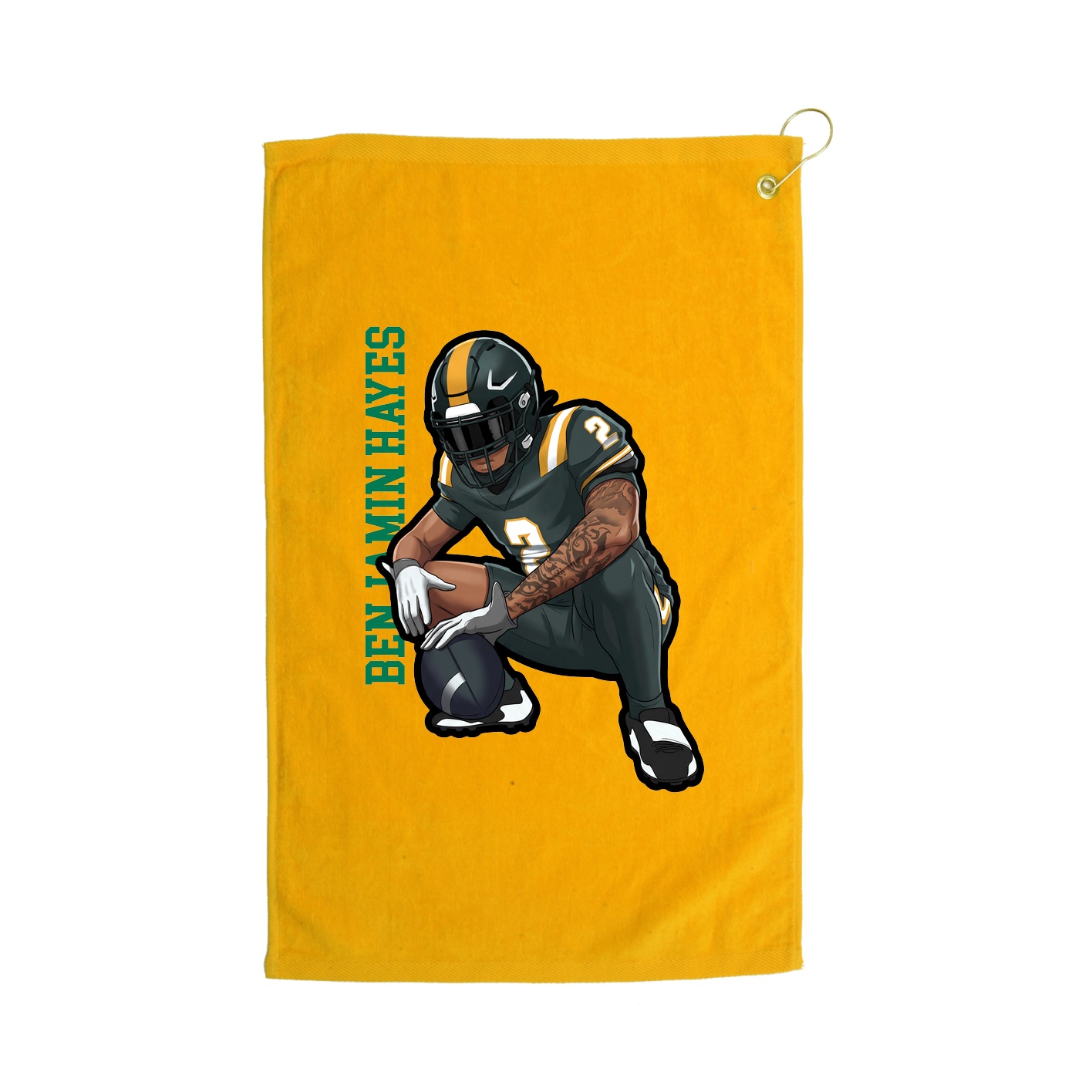 Golf Towel — Name Vertical in Gold