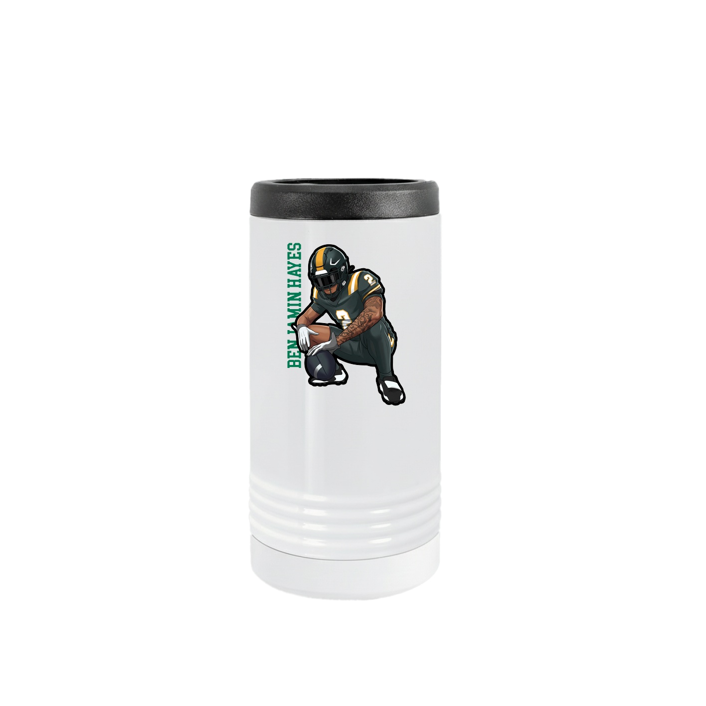 Slim Beverage Holder — Name Vertical in White