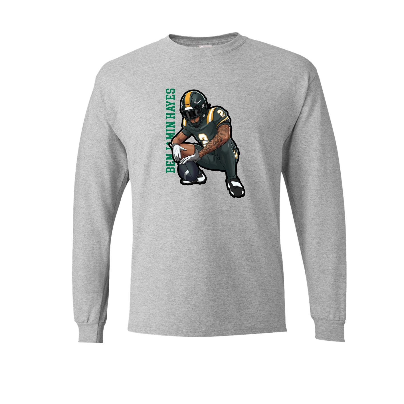 Long Sleeve Tee — Name Vertical in Grey