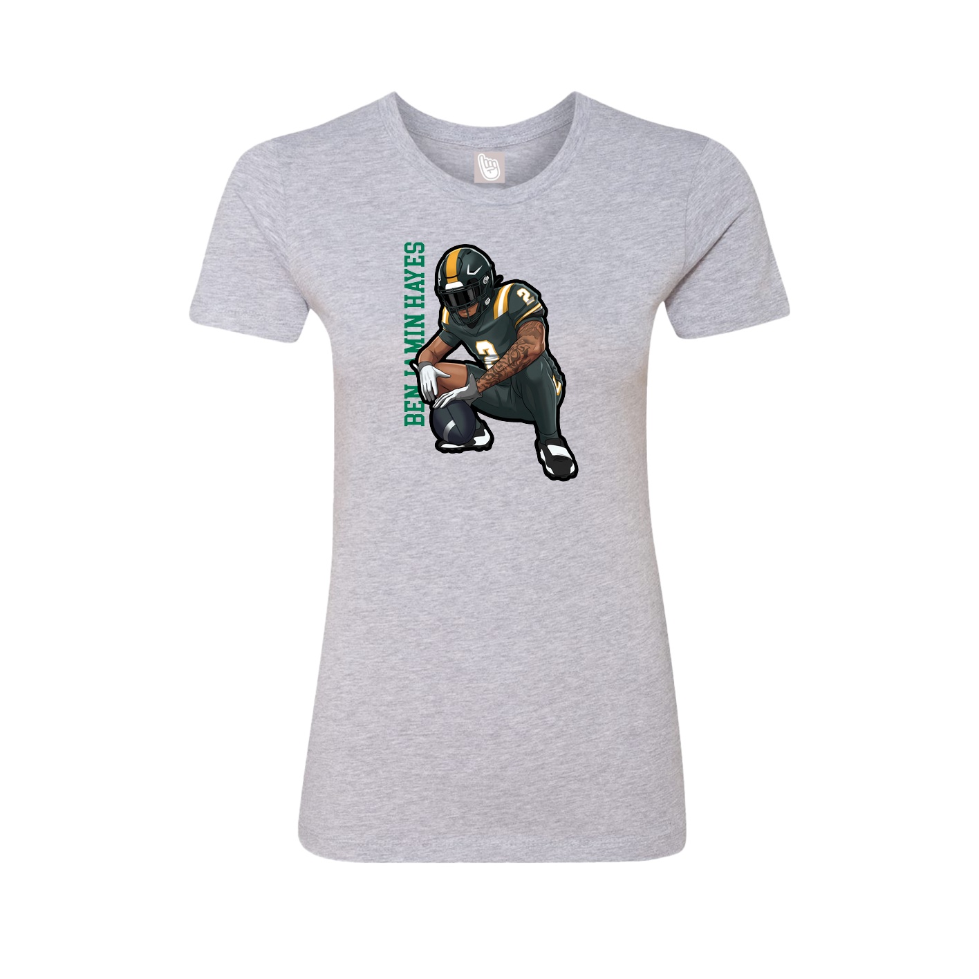 Fitted Women's Tee — Name Vertical in Grey