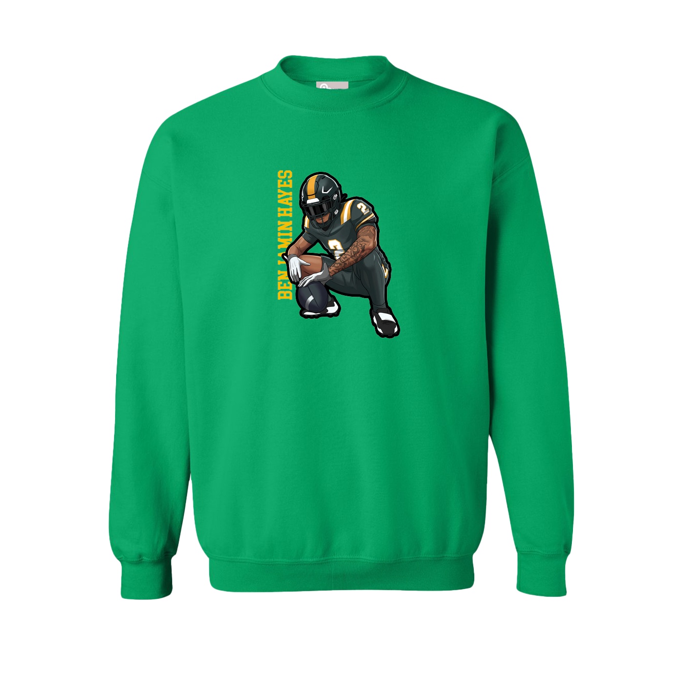 Fleece Crew — Name Vertical in Green