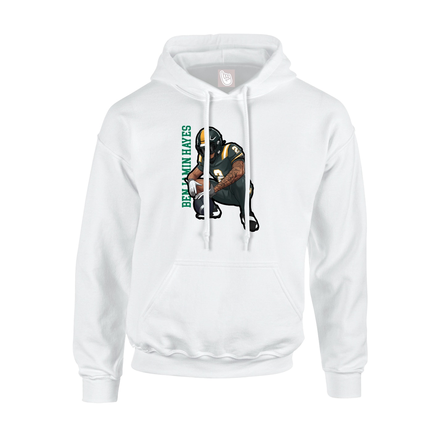 Youth Hoodie — Name Vertical in White
