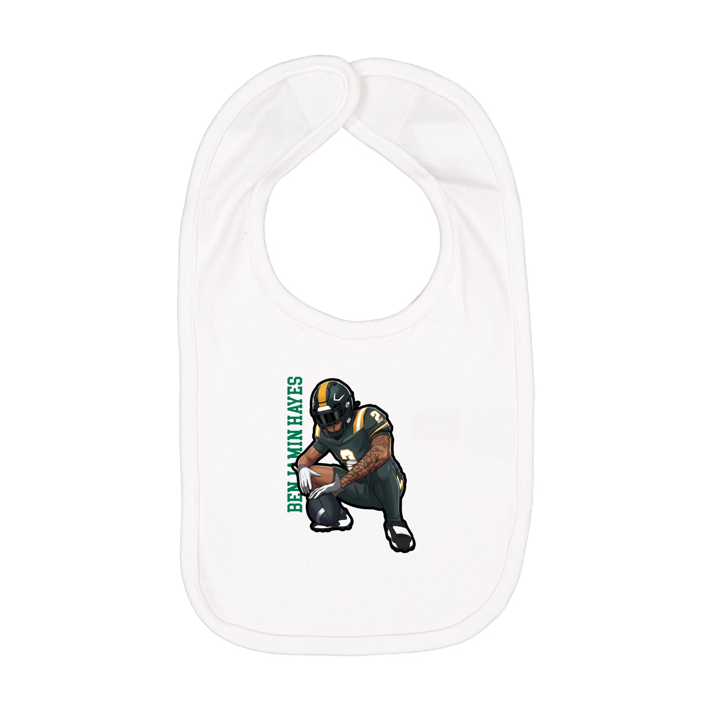 Infant Bib — Name Vertical in White