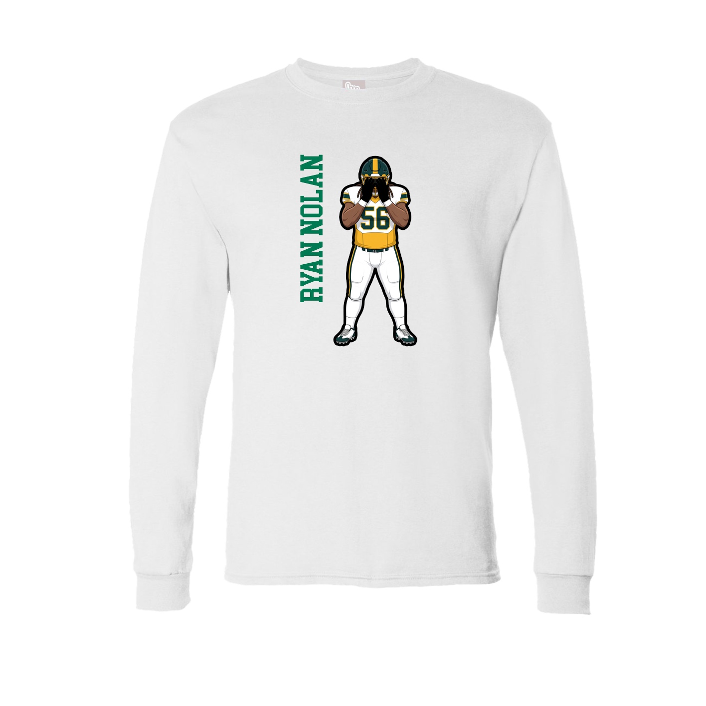 Long Sleeve Tee — Name Vertical in White