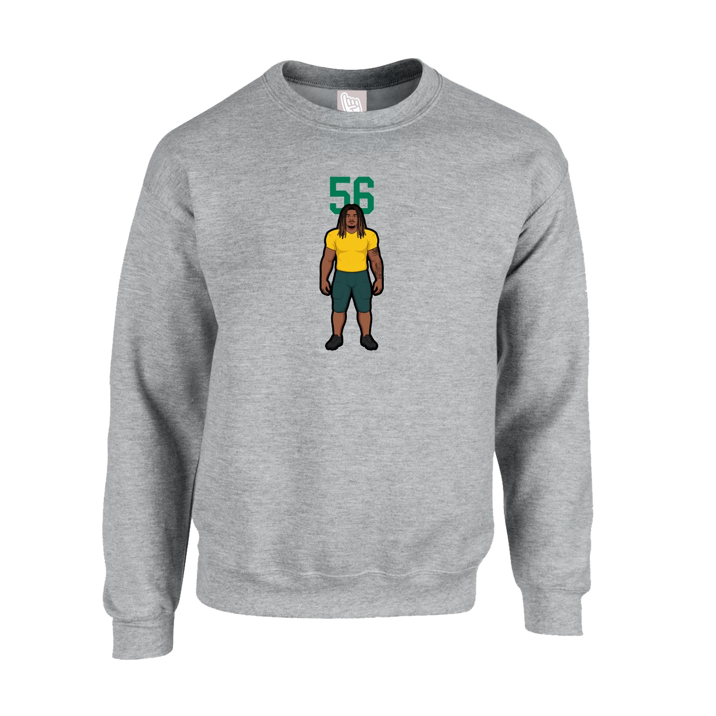 Fleece Crew — Number Top in Grey
