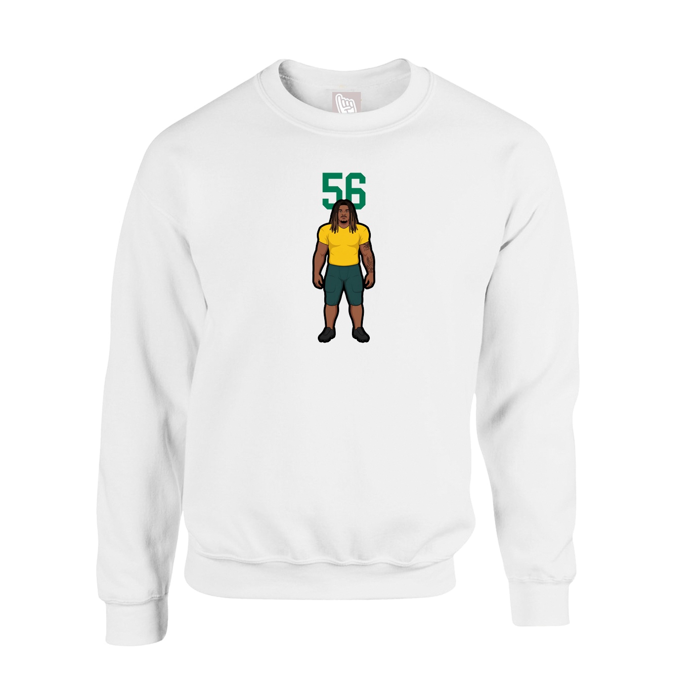 Fleece Crew — Number Top in White