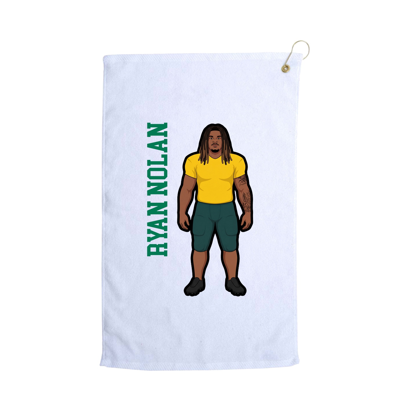 Golf Towel — Name Vertical in White