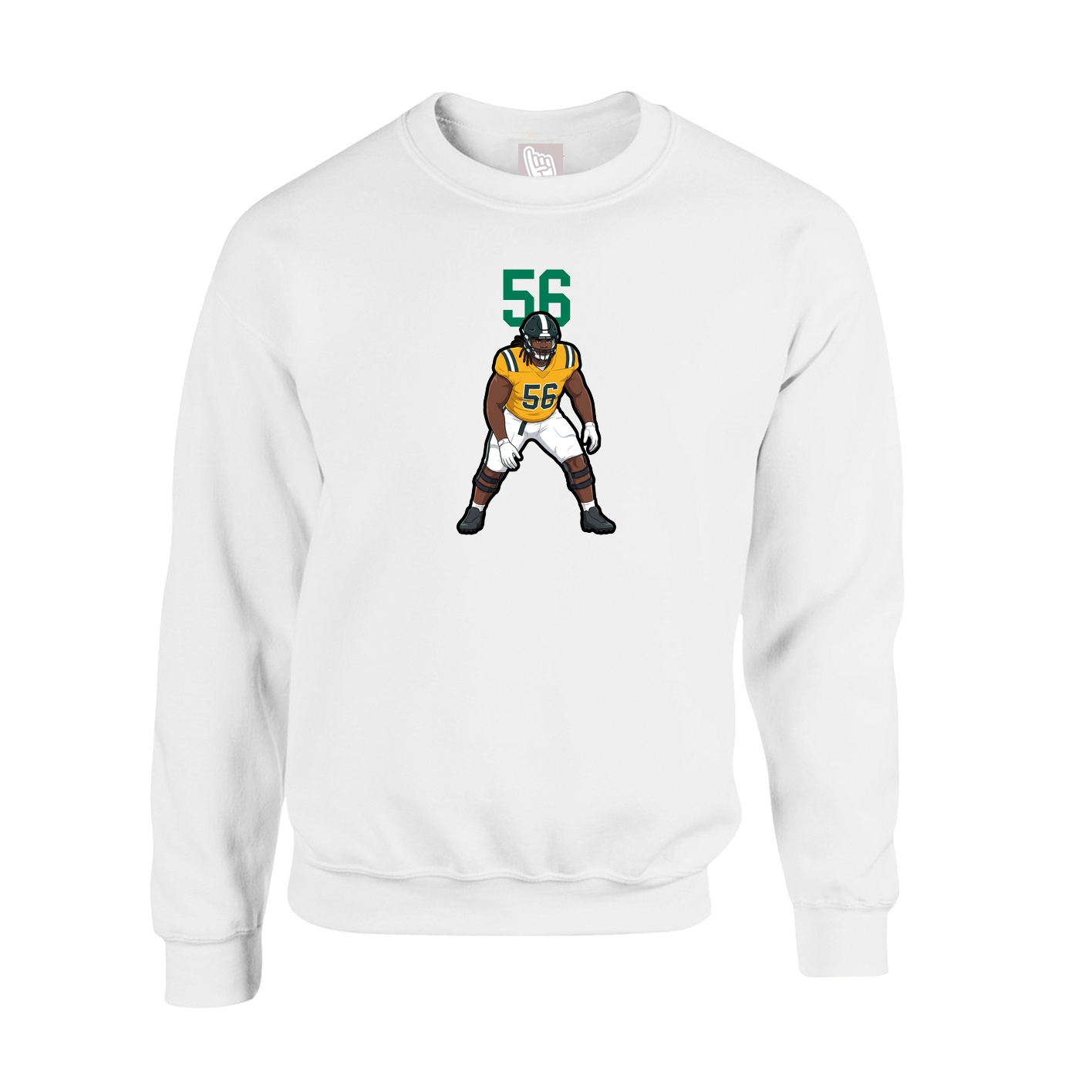 Fleece Crew — Number Top in White