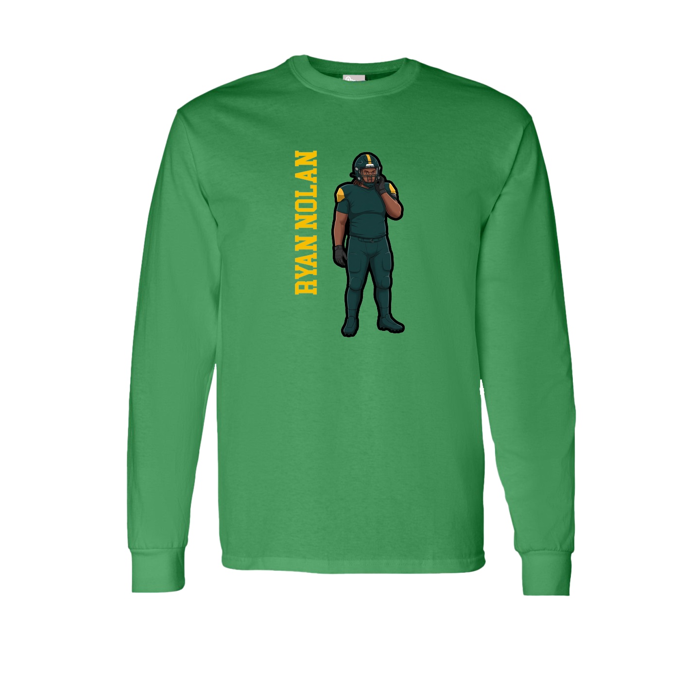 Long Sleeve Tee — Name Vertical in Green