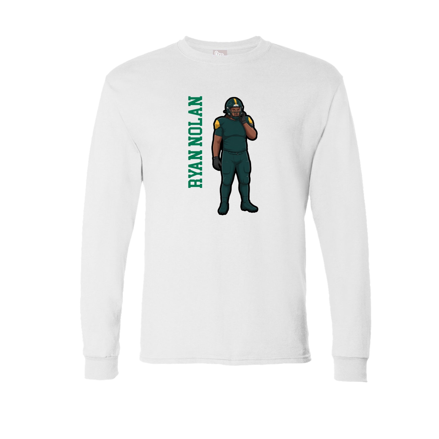Long Sleeve Tee — Name Vertical in White