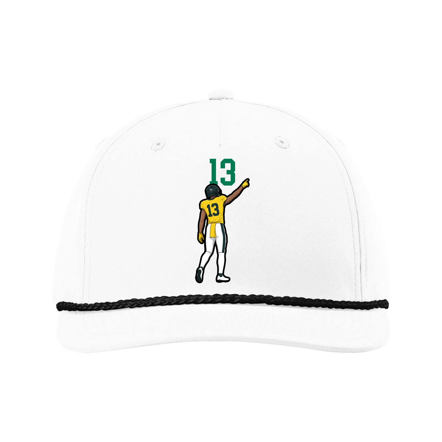 Five-Panel Classic Rope Cap — Number Top in White