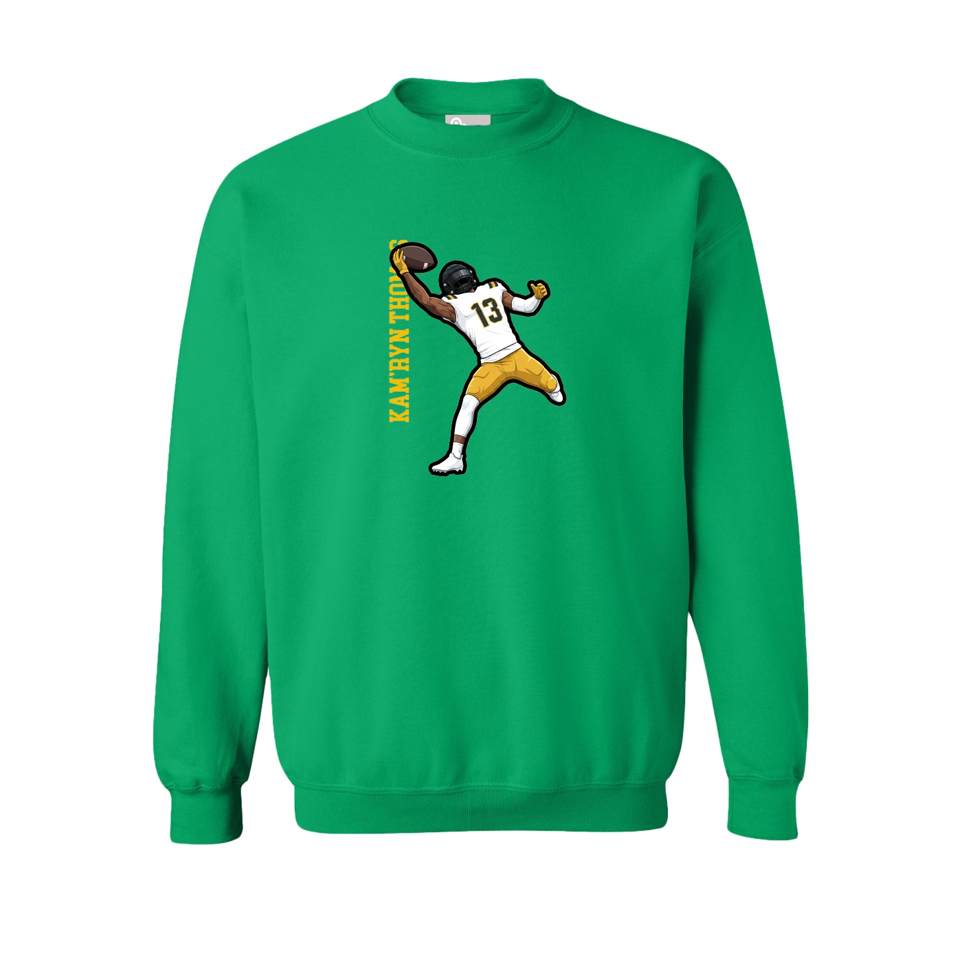 Fleece Crew — Name Vertical in Green