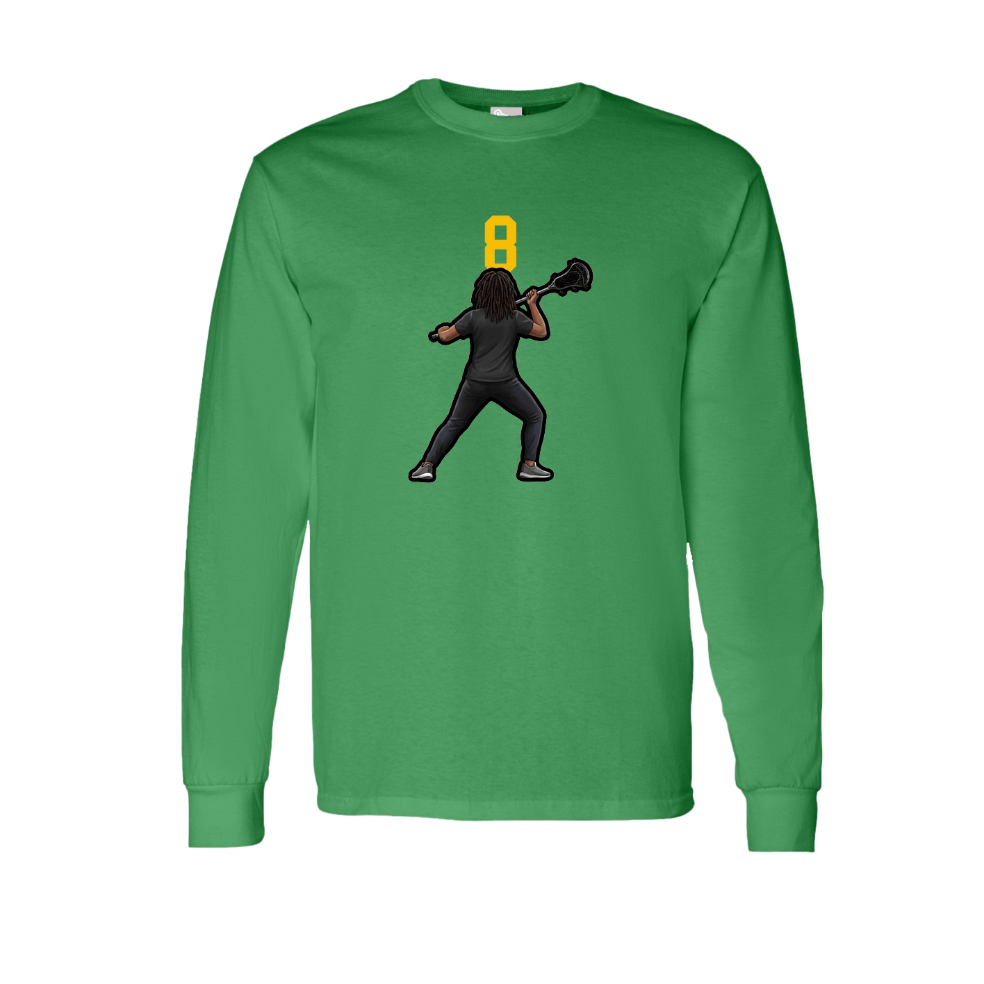 Long Sleeve Tee — Number Top in Green