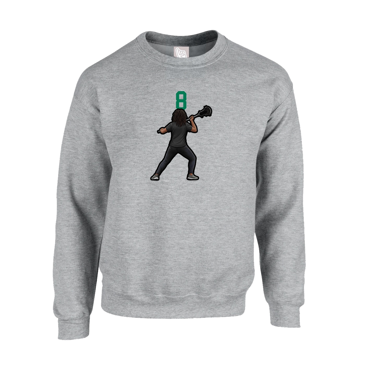 Fleece Crew — Number Top in Grey
