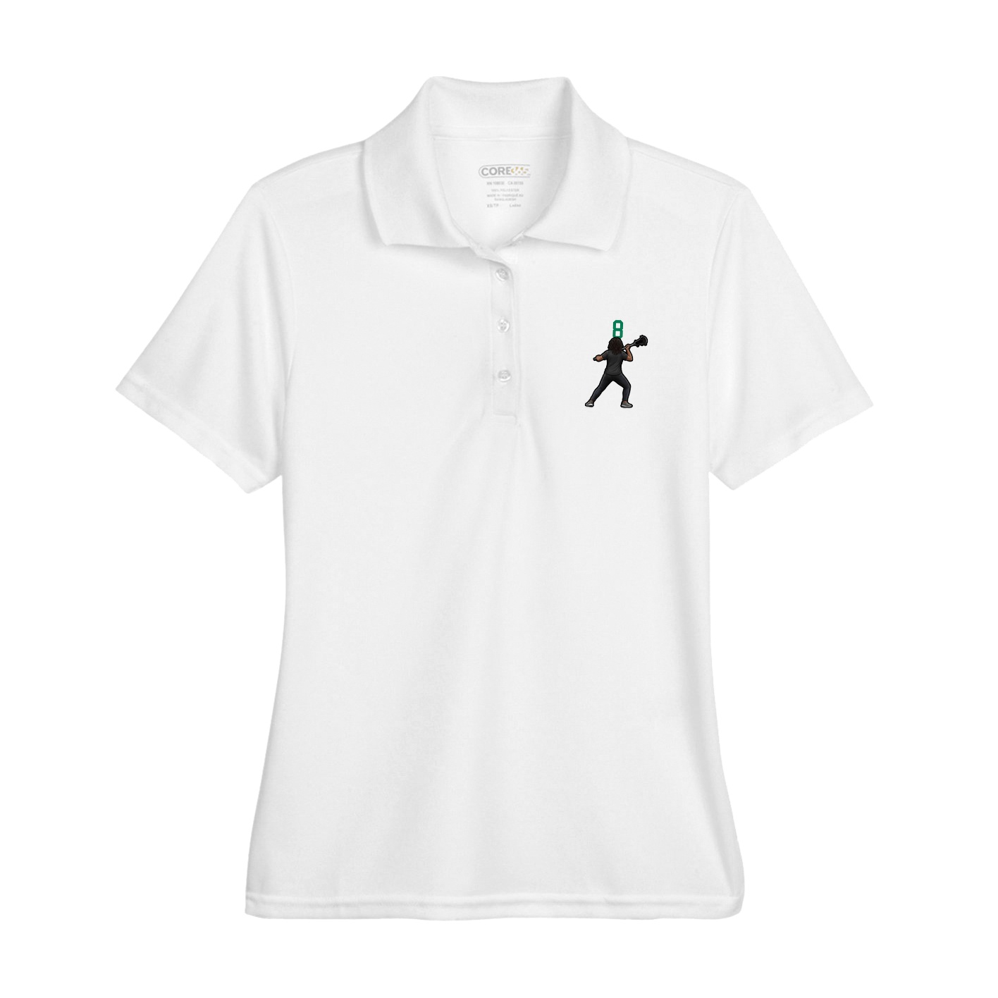 Womens Performance Polo — Number Top in White