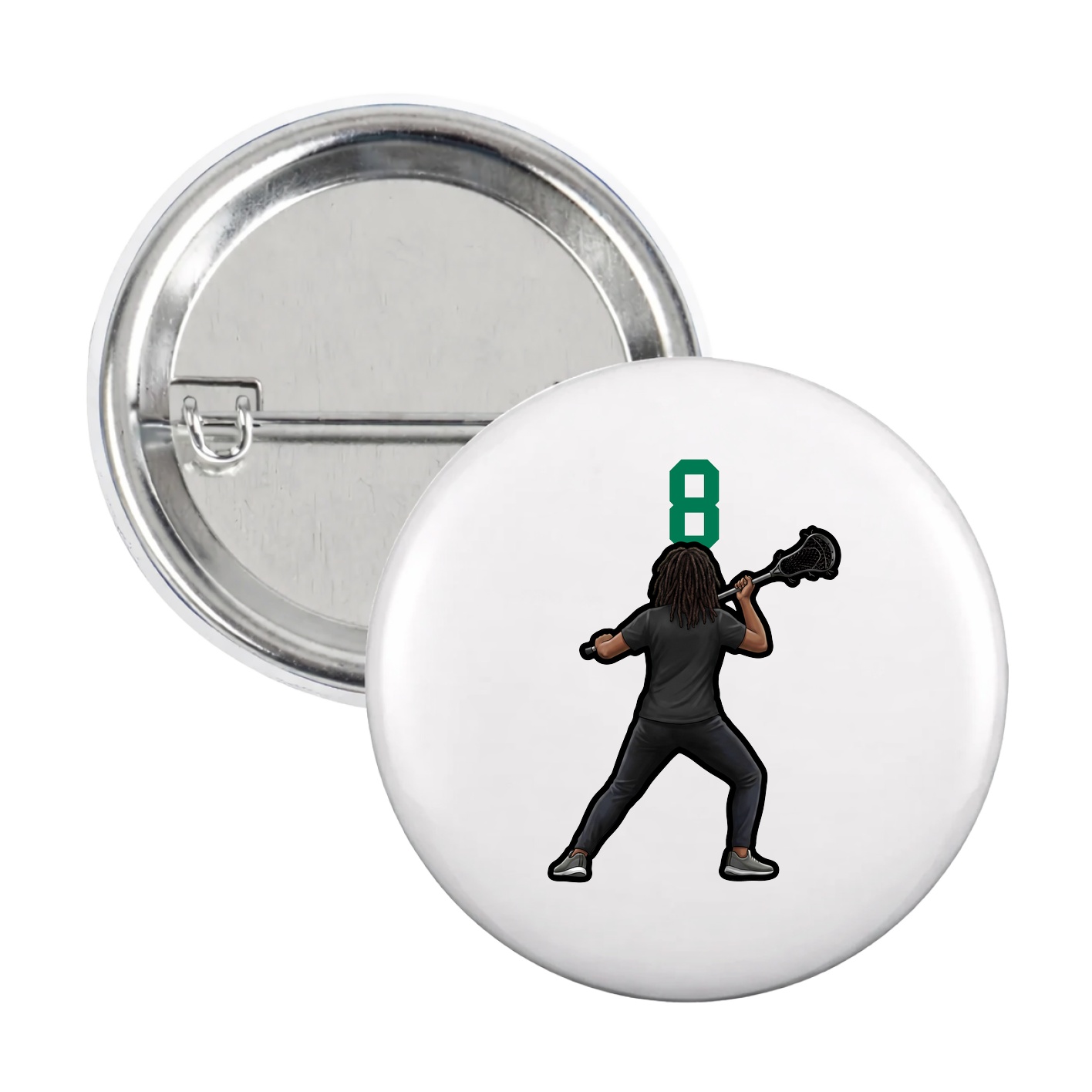 Game Day Button — Number Top in White