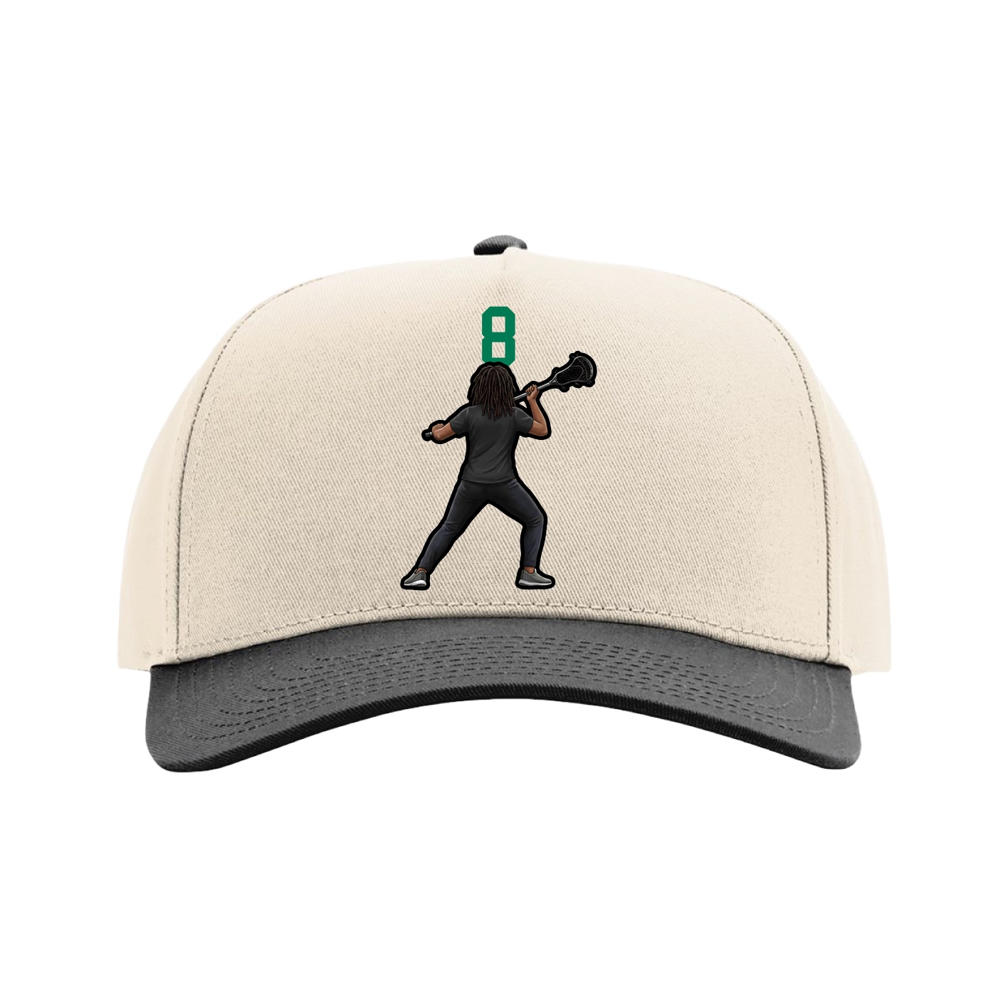Full Fabric Five-Panel Champ Cap — Number Top in Cream/Black