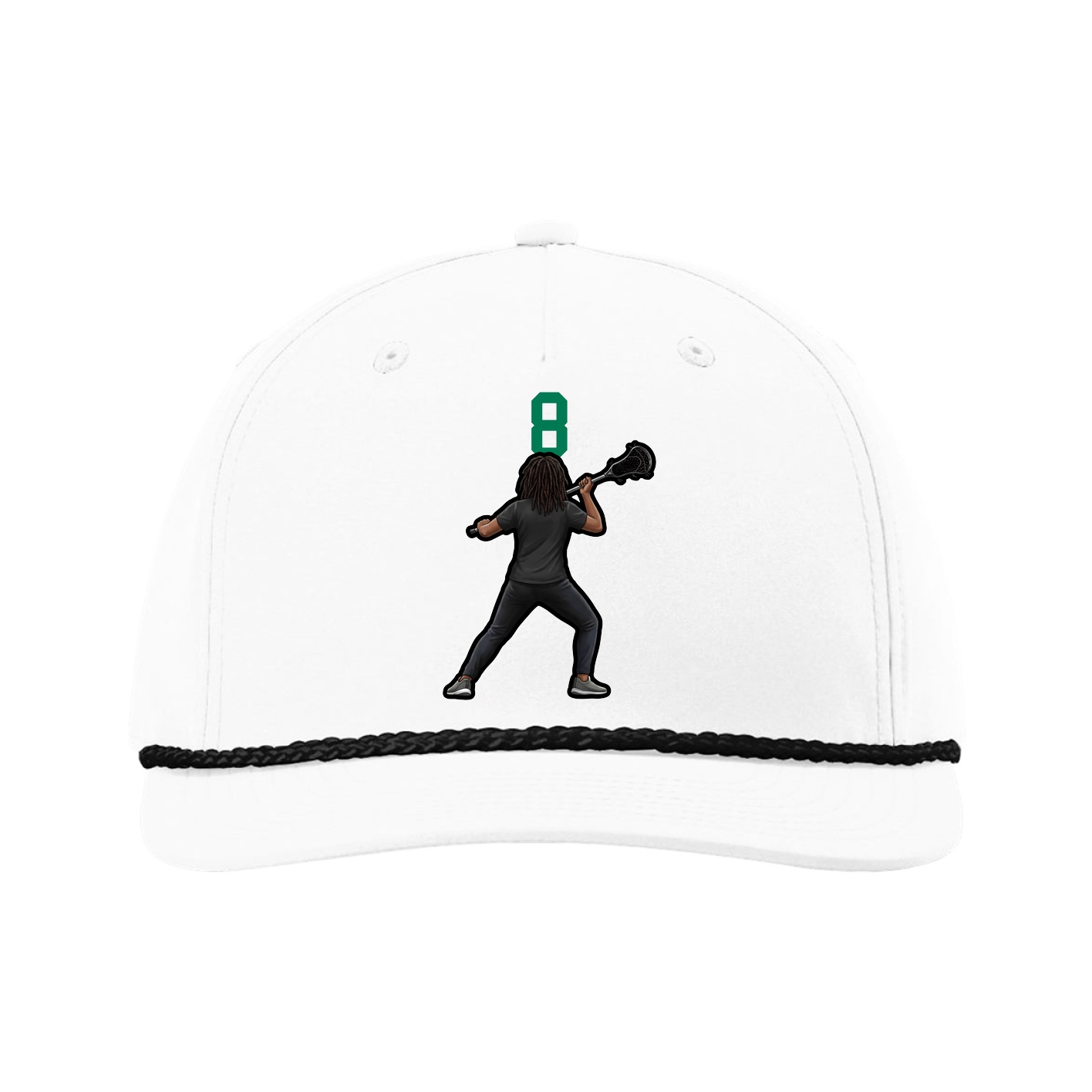 Five-Panel Classic Rope Cap — Number Top in White