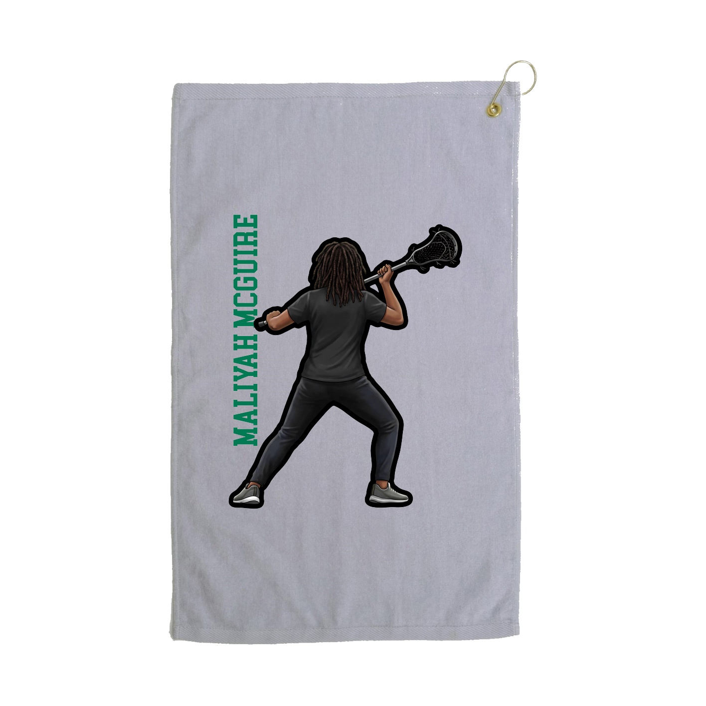 Golf Towel — Name Vertical in Grey